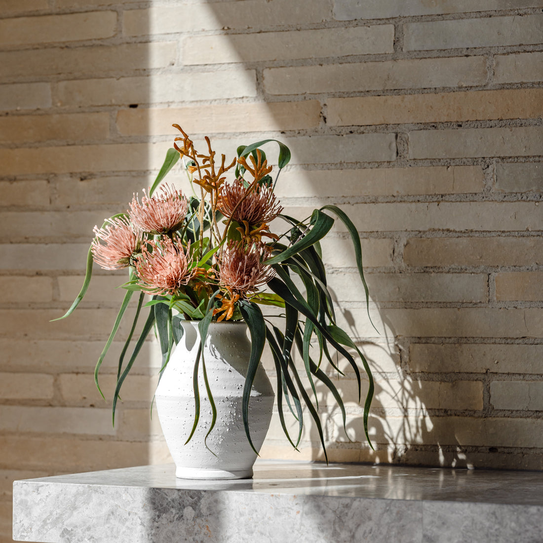 Faux Kangaroo Paw Spray | Yellow - 84cm