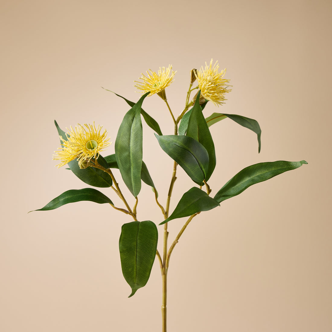 Faux Eucalyptus Flower Spray | Yellow - 62cm